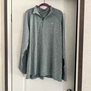 Asics Heathered Light Gray Quarter-Zip Pullover